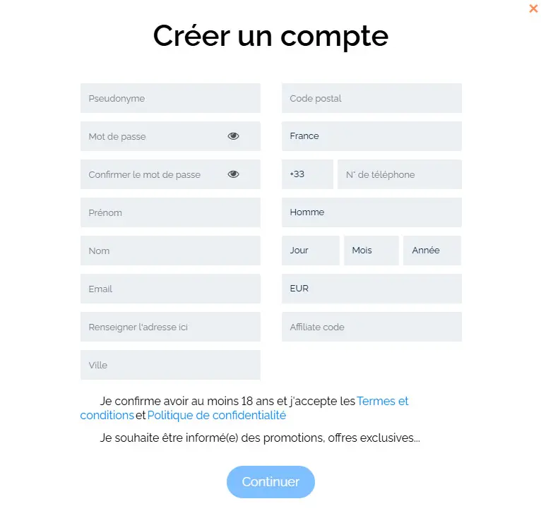 Processus d'inscription LOKI CASINO